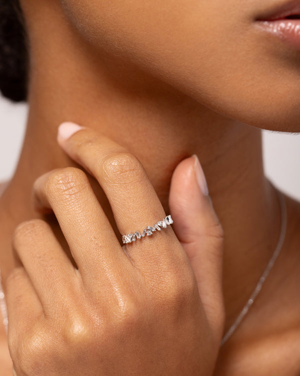 Mixed Shape Diamond Ring on model