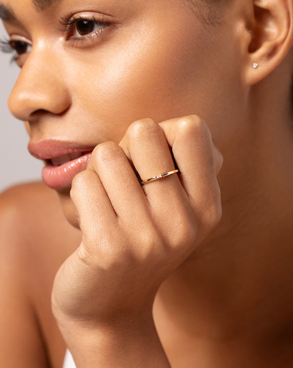 Single Baguette Diamond Ring on model