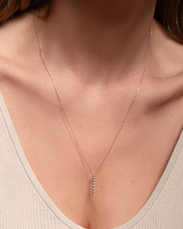 Ring Concierge Necklaces: 14k Vertical Graduated Single Prong Diamond Necklace