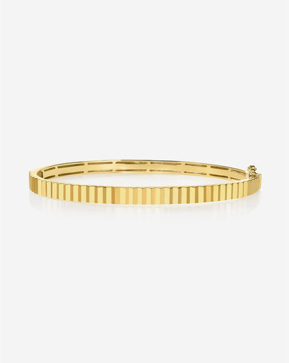 Fluted Gold Bangle with textured ridged design - elegant 14k gold bracelet by Ring Concierge