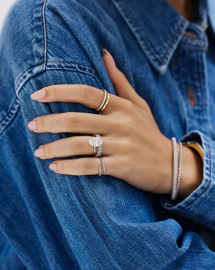 Model wearing 14k solid gold Cloud Ring showcasing the organic cloud-like texture and 5.5mm width