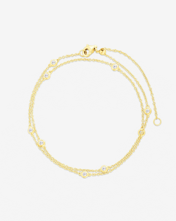Ring Concierge Multiway Diamond Bezel Necklace + Double Wrap Bracelet 14k Yellow Gold