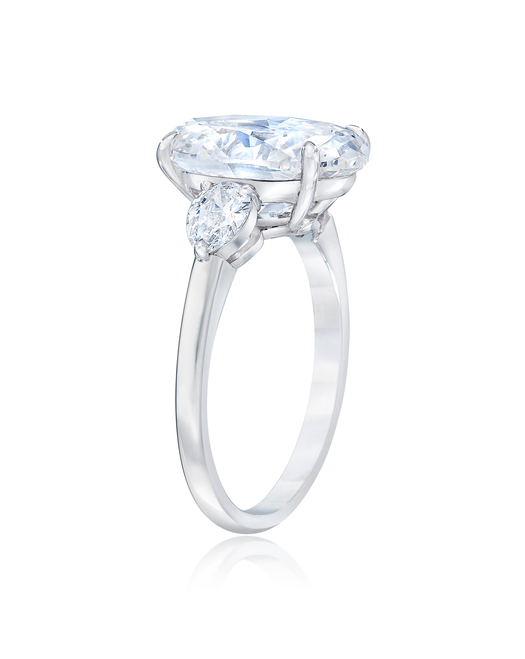 Bridal Engagement Rings Oval / Pears / Platinum Side-Stone Engagement Ring