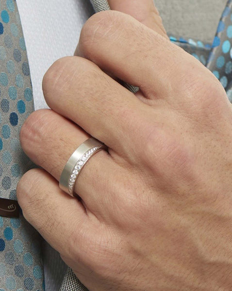 Mens wedding band with diamonds on the side Clearance