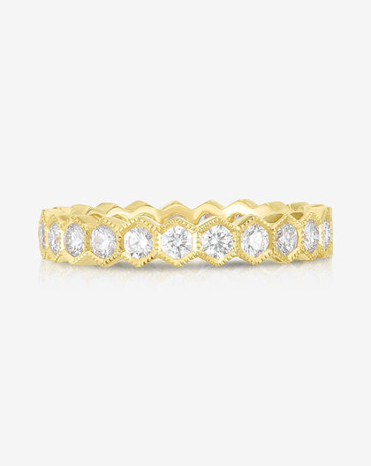 Bridal Wedding Bands 14k Yellow Gold Hexagon Eternity Band