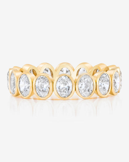 Bridal Wedding Bands 14k Yellow Gold / 3 Mini Oval Bezel Eternity Band