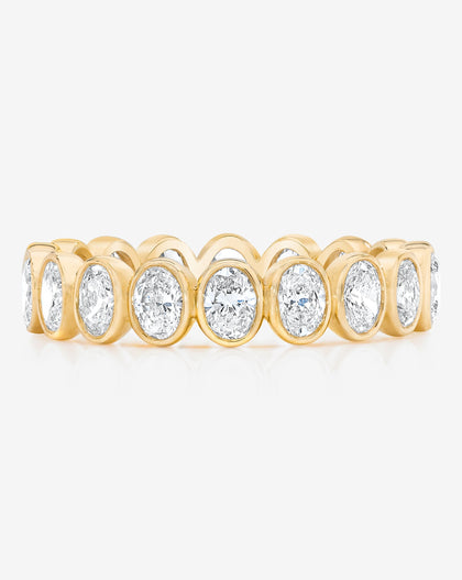 Bridal Wedding Bands 14k Yellow Gold Petite Oval Bezel Eternity Band