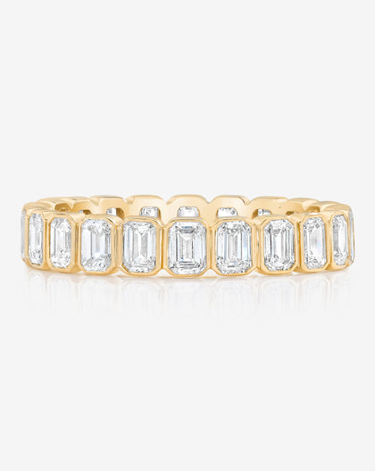 Bridal Wedding Bands 14k Yellow Gold / 4 Mini Emerald Bezel Eternity Band