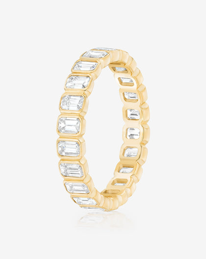 Bridal Wedding Bands Mini Emerald Bezel Eternity Band side view