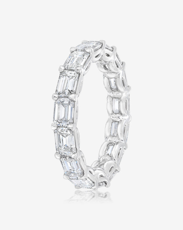 Lab Diamond Sideways Emerald Eternity Band