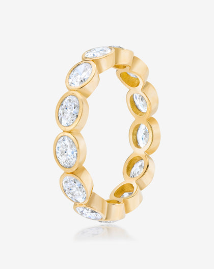 Bridal Wedding Bands Sideways Petite Oval Bezel Eternity Band side view