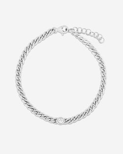 Ring Concierge Bracelets 14k White Gold Petite Bezel-Set Diamond Curb Chain Bracelet
