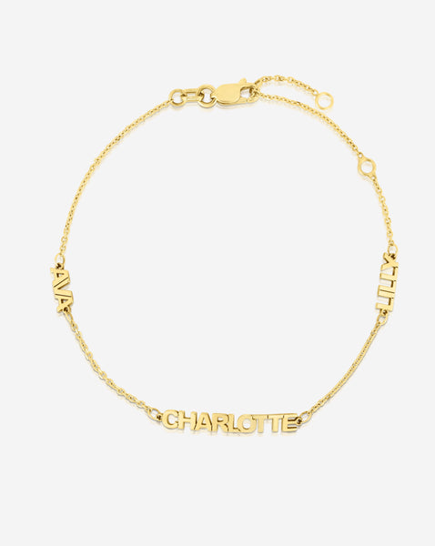Personalized Gold Multicolor First Name Friendship Bracelet 