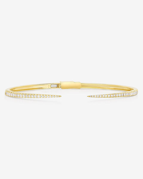 Diamond Claw Cuff Bracelet Yellow Gold