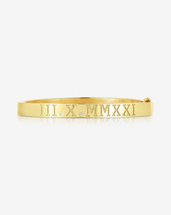 Ring Concierge Bracelets 14k Yellow Gold / 16 cm Personalized Roman Numeral + Diamond Bangle