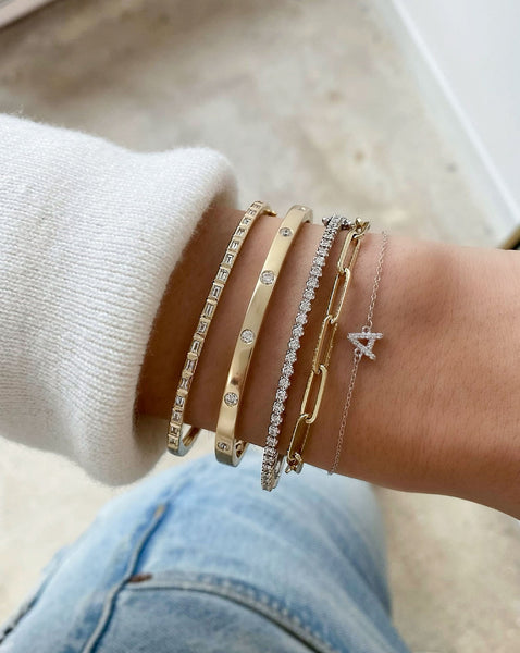 The Uppercase Initial Bracelet - Letter : E - The M Jewelers