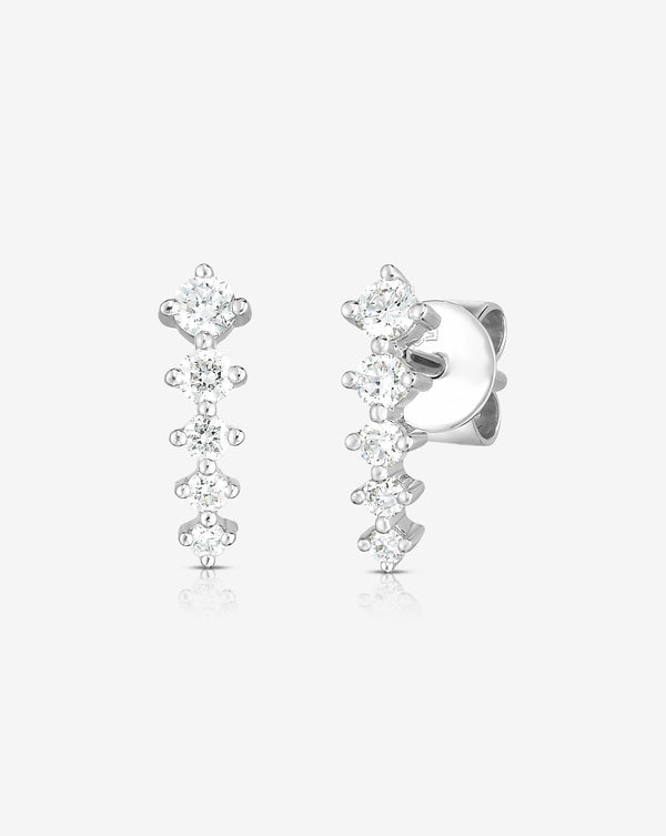 Ring Concierge Earrings 14k White Gold / Pair Graduated Curved Studs