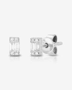Ring Concierge Earrings 14k White Gold / Pair Mini Emerald Illusion Studs