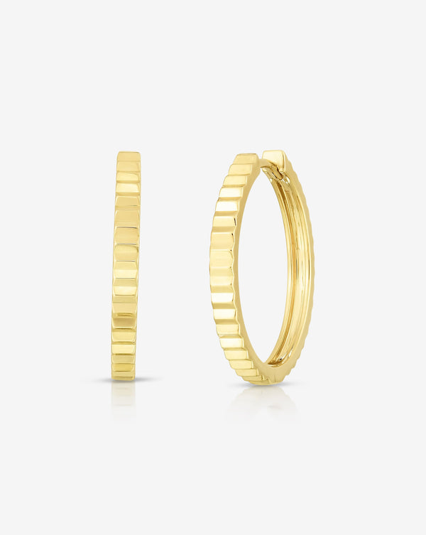 Ring Concierge Earrings 14k Yellow Gold Fluted Gold Hoops