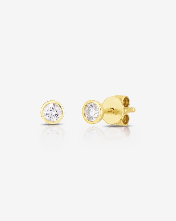 Ring Concierge Earrings 14k Yellow Gold / Pair Bezel-Set Diamond Studs