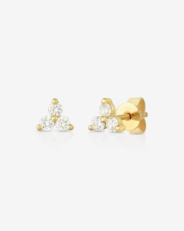 Ring Concierge Earrings 14k Yellow Gold / Single Stud Diamond Trio Studs