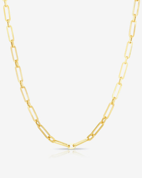 Men Fashion Jewelry Long Necklace Chunky Gold Metal Chain Link