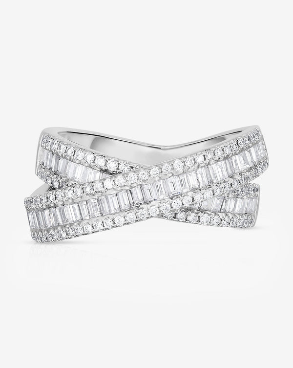 Petite Baguette Crossover Ring