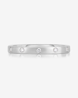 Inlay Diamond Ring - 14k White Gold