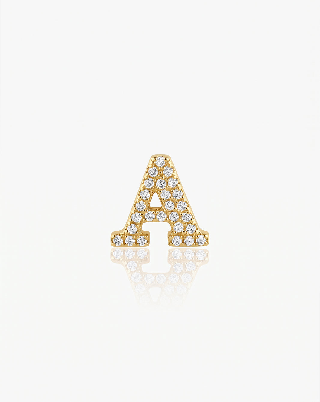 Pavé Diamond Initial Bead in letter "A" 14k Yellow Gold