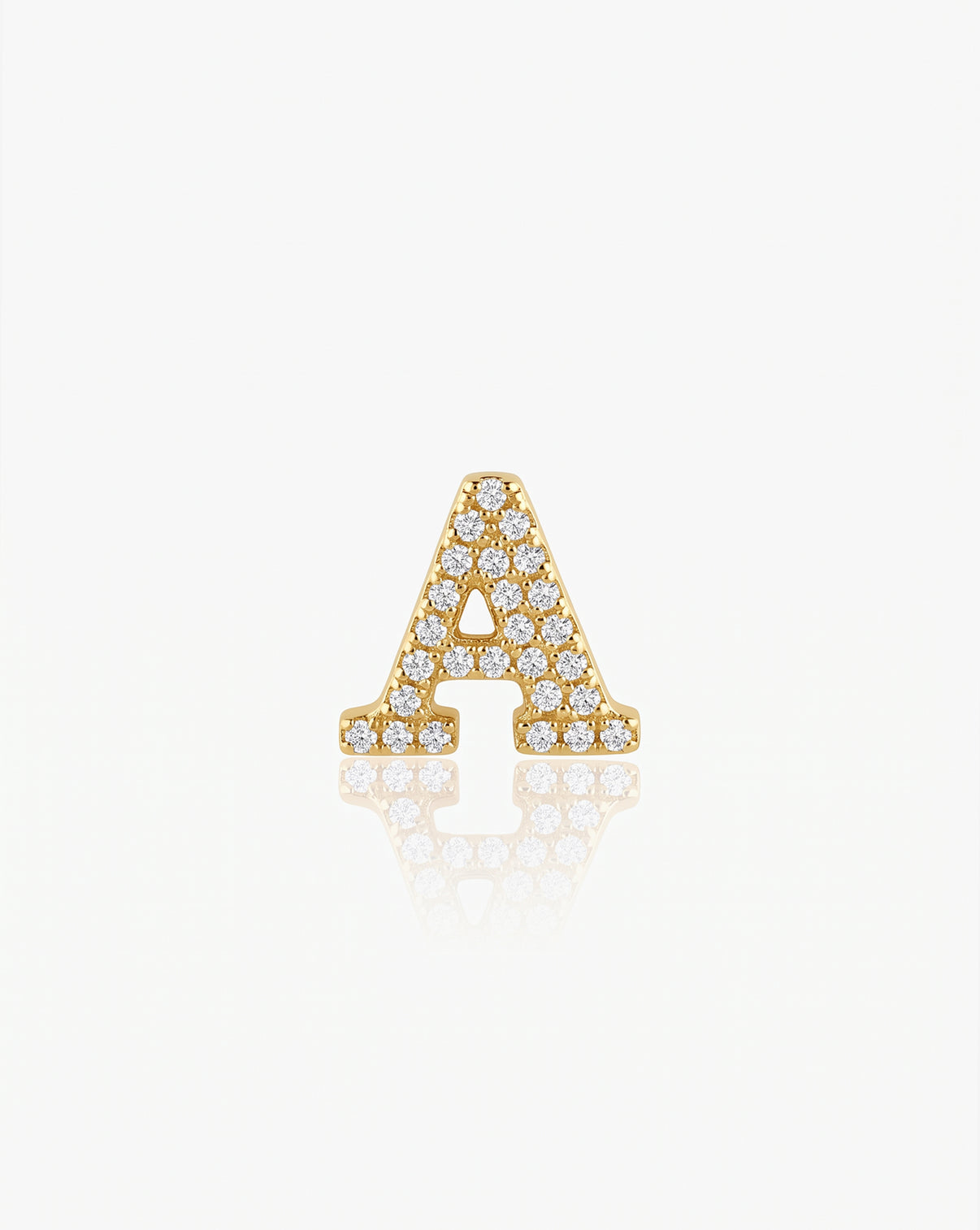 Pavé Diamond Initial Bead in letter "A" 14k Yellow Gold