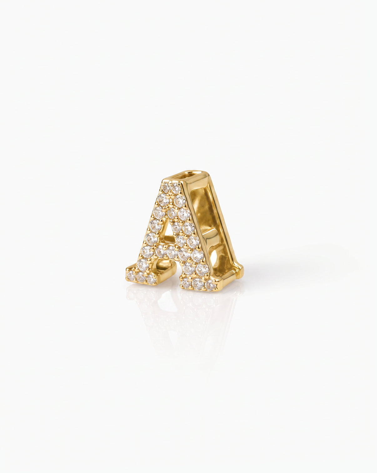 Pavé Diamond Initial Bead in letter "A" 14k Yellow Gold