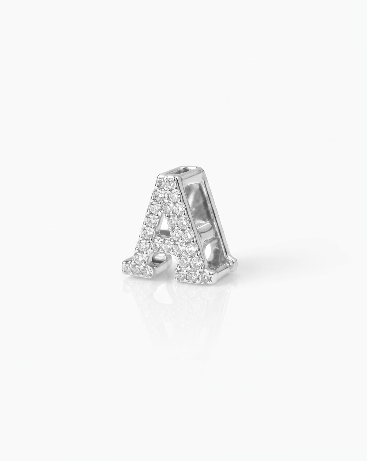 Pavé Diamond Initial Bead in letter "A" 14k White Gold