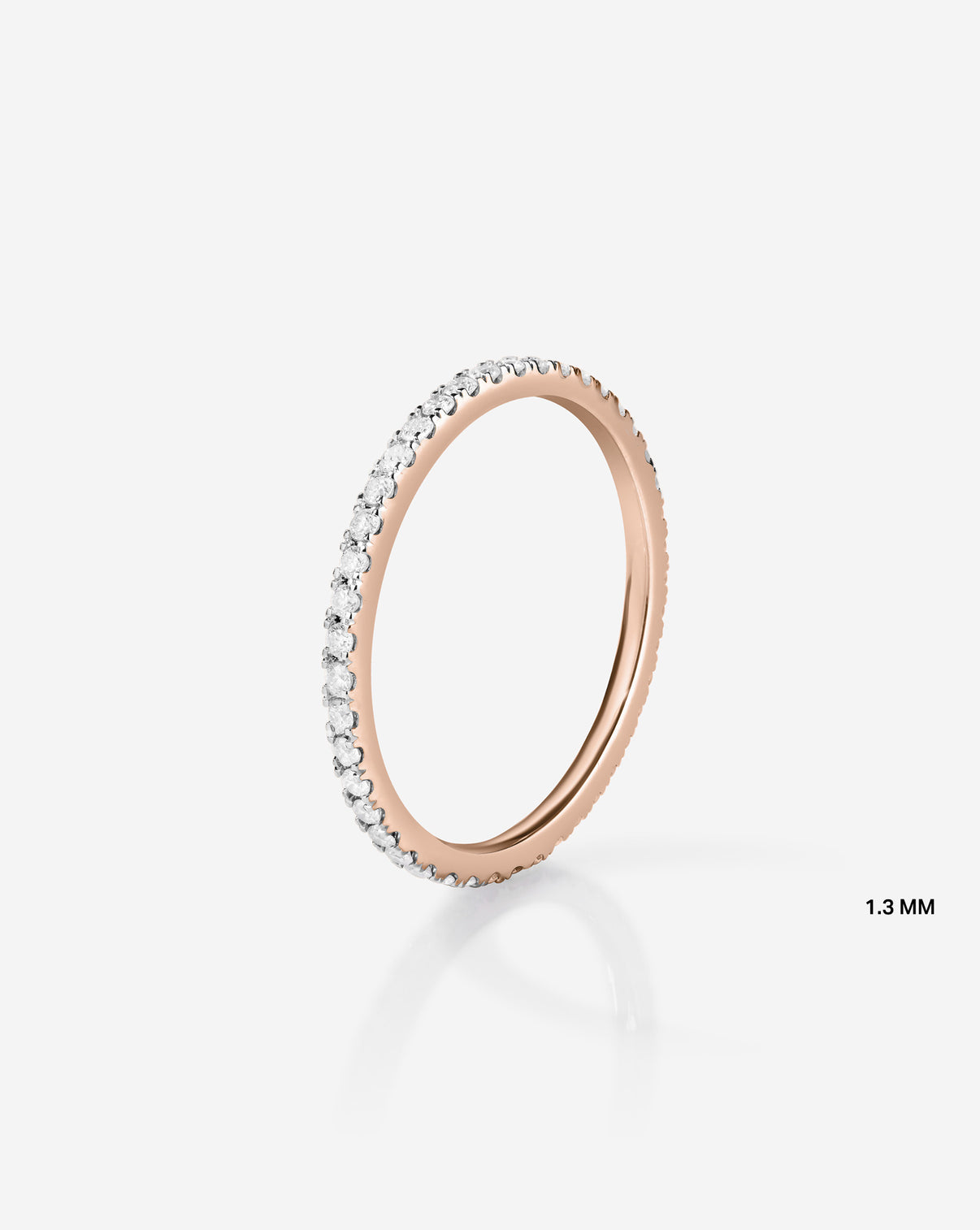 Upright still of 1.3 mm Perfect Pave Ring in 14k Rose Gold Eternity