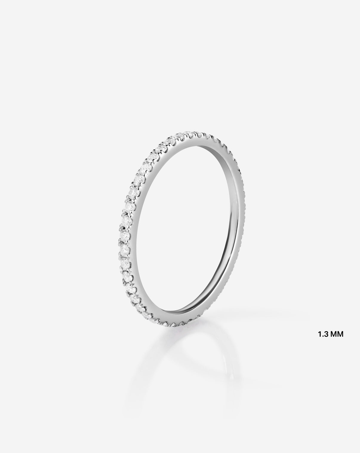 Upright still of 1.3 mm Perfect Pave Ring in 14k White Gold Eternity