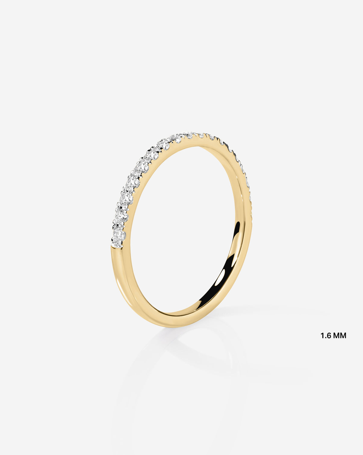 Upright image of 1.6 mm Perfect Pave Ring in 14k Yellow Gold Half Eternity