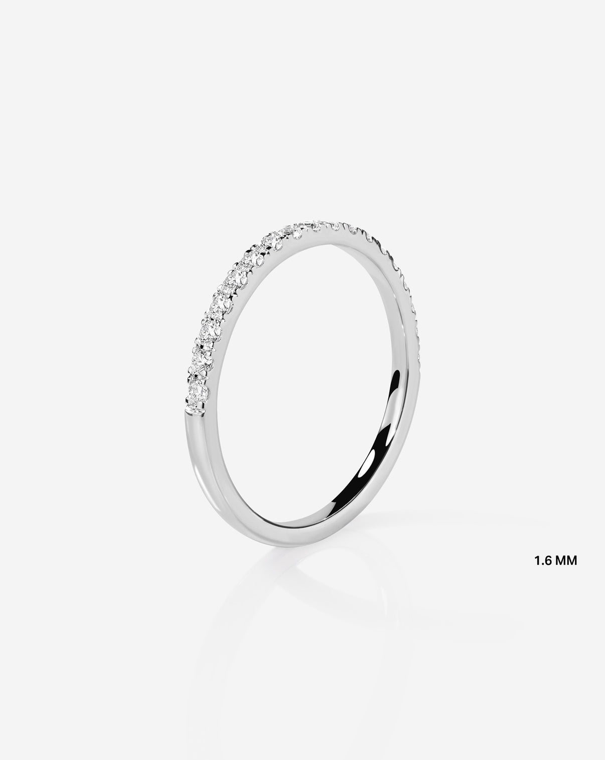 Upright image of 1.6 mm Perfect Pave Ring in 14k White Gold Half Eternity