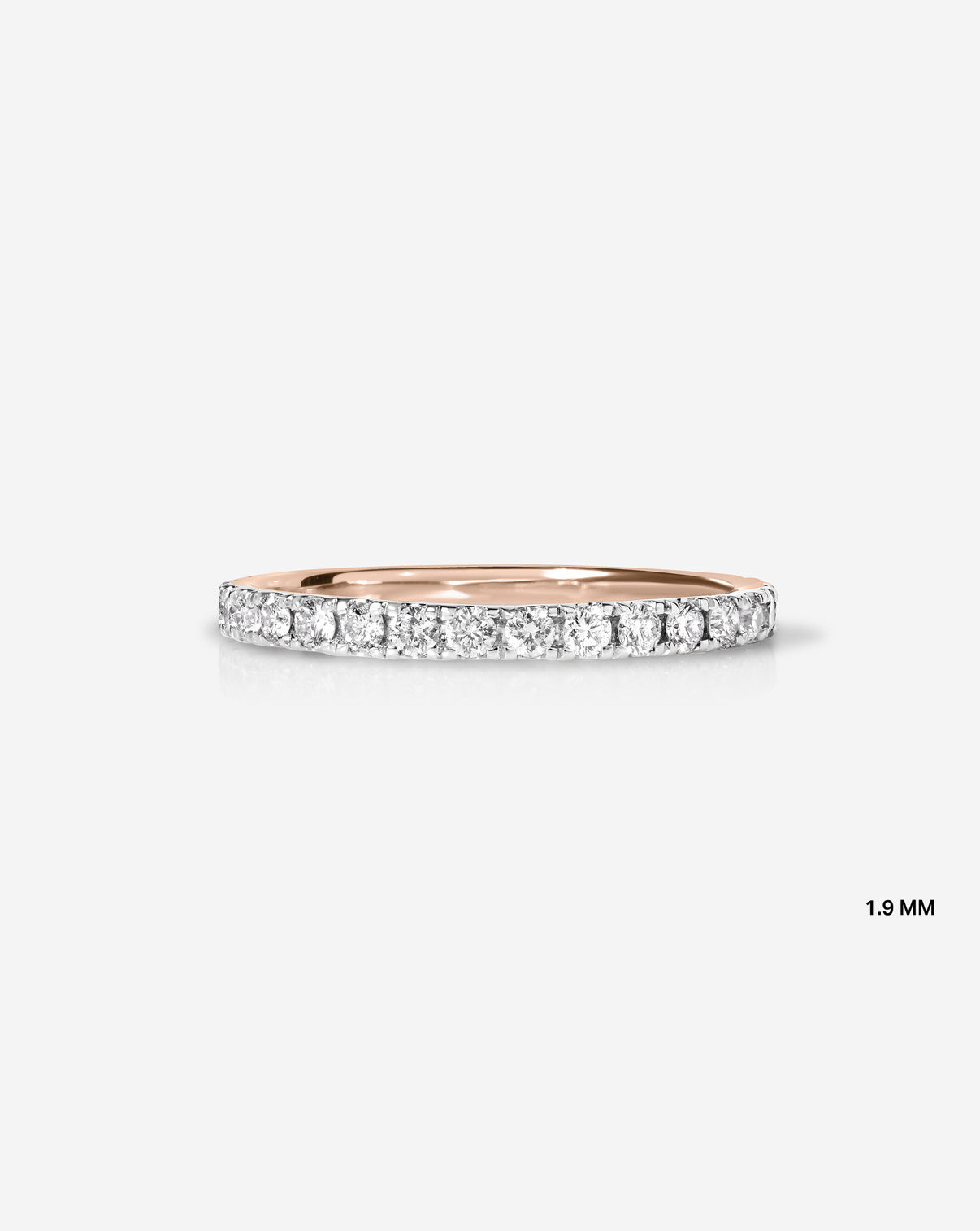 Flat lay of 1.9 mm Perfect Pave Ring in 14k Rose Gold Eternity