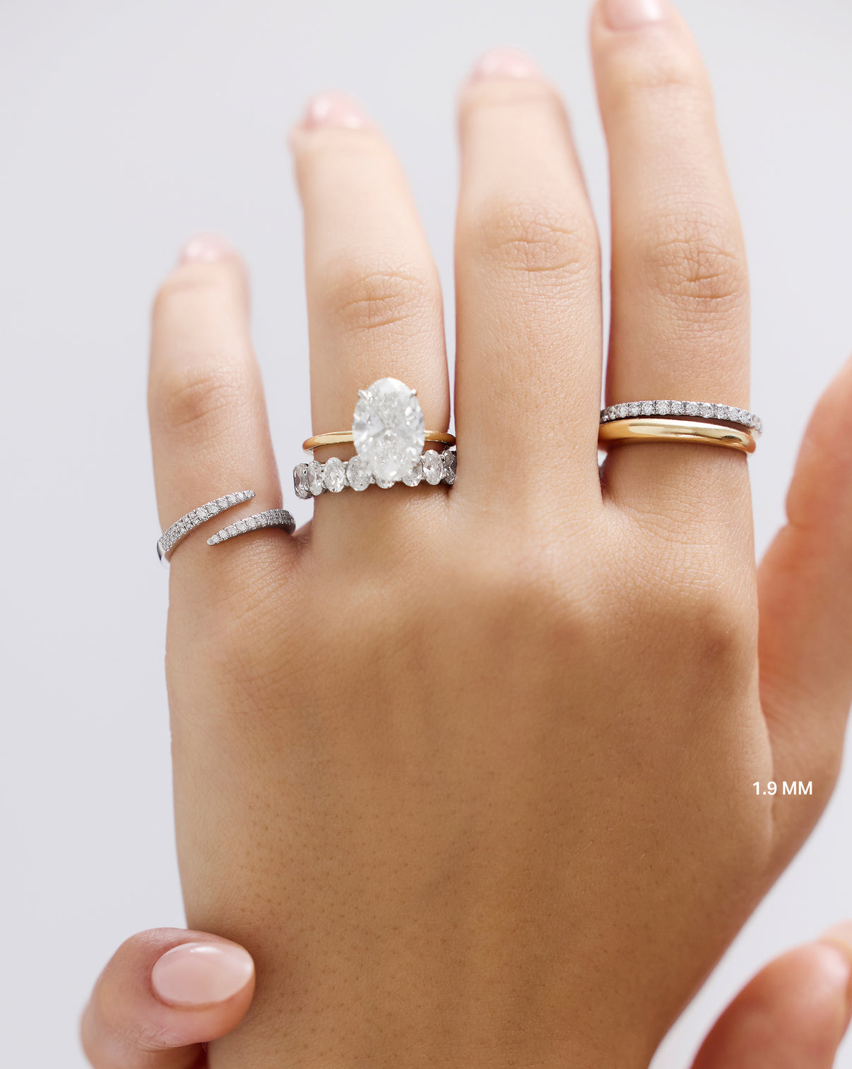 model wearing perfect pave with engagement ring GLOBAL