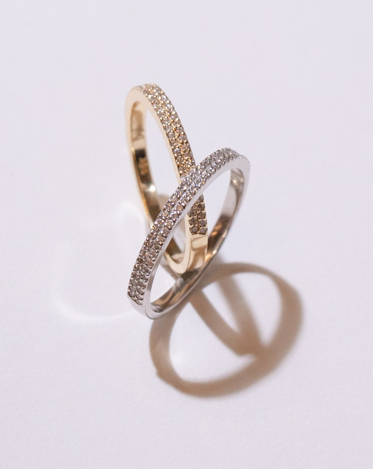 Ring Concierge Rings Double Row Stackable Pavé Ring 14k white gold and 14k yellow gold