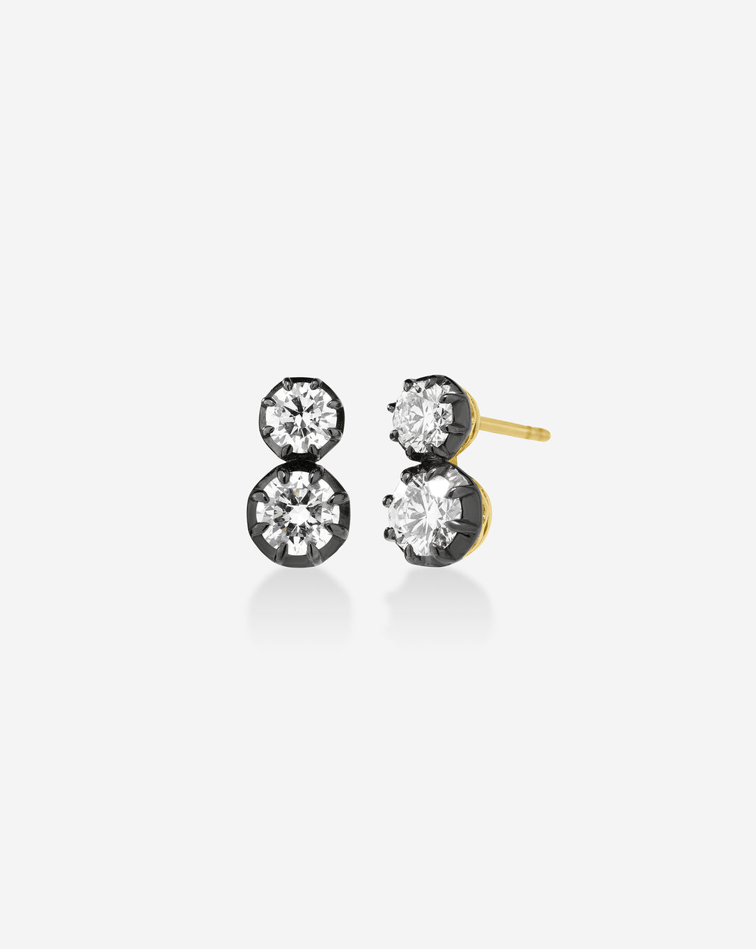Georgian duo diamond studs - 14k gold earrings with lab grown diamonds
