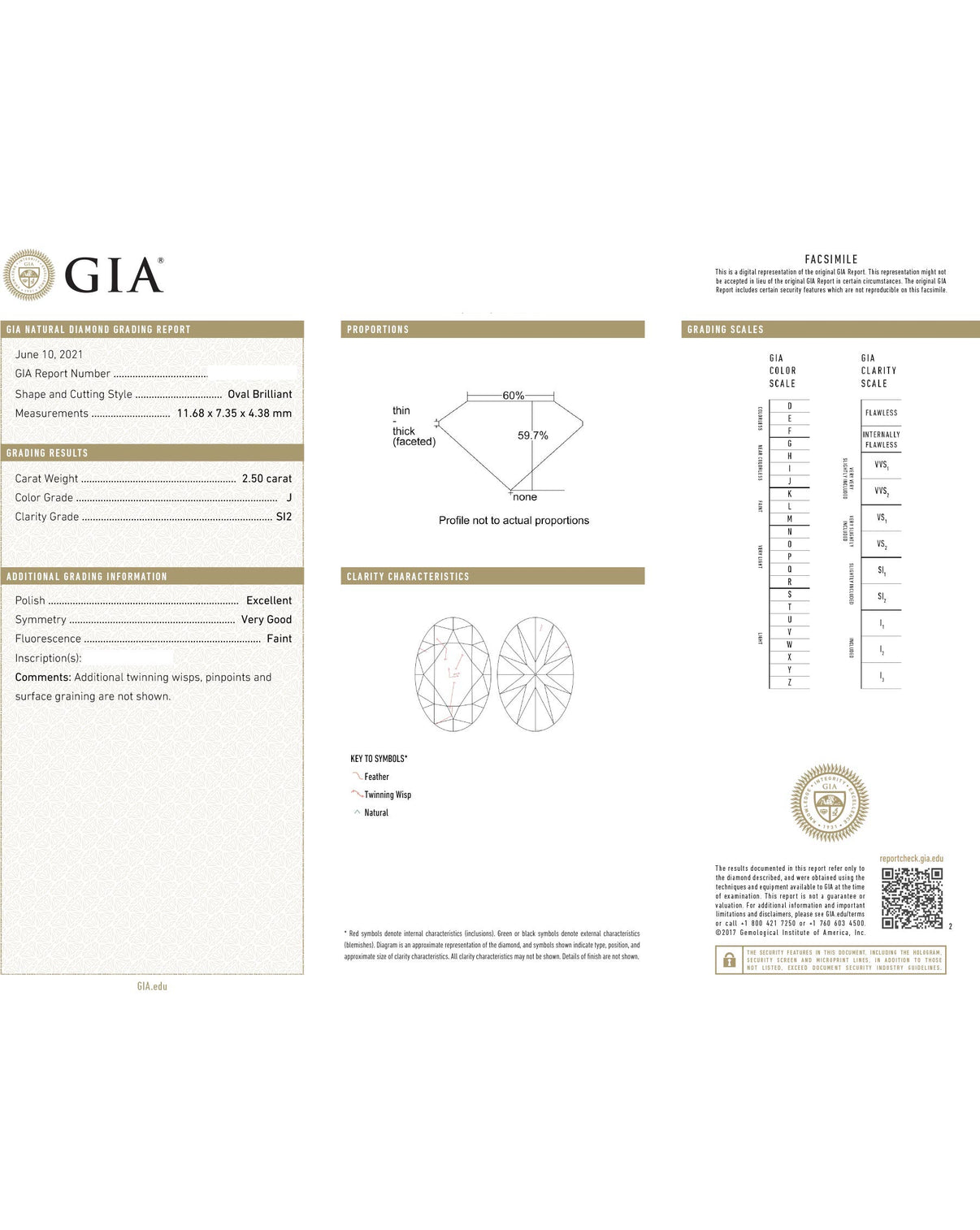 GIA Certificate: 2.50 carat J SI2 Oval Natural Diamond set in our Whisper Thin® Bezel