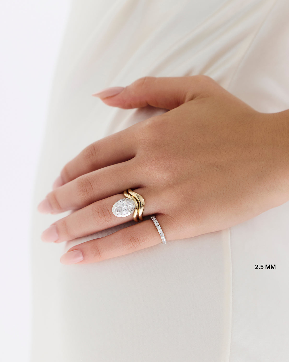 Model wearing 2.5 mm Perfect Pave Diamond Ring GLOBAL