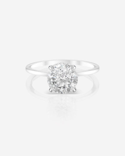 2.01 Round in Whisper Thin® with Hidden Halo Natural Diamond Ring Platinum
