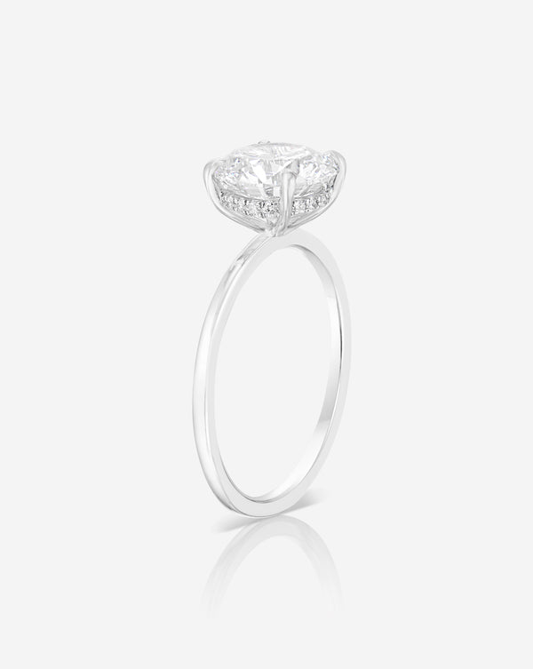 2.01 Round in Whisper Thin® with Hidden Halo Natural Diamond Ring Platinum