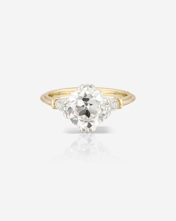 2.07 Cushion in the Signature Antique® Natural Diamond Ring 14K Yellow Gold with Platinum Prongs