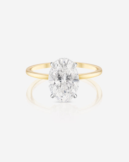 2.50 Oval in the Whisper Thin® with Hidden Halo Natural Diamond Ring 14kt Yellow Gold/Platinum