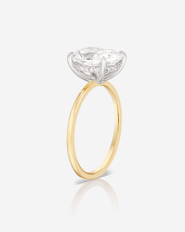 2.79 Cushion Brilliant in the Whisper Thin® with Hidden Halo  Lab Grown Diamond Ring 14K Yellow Gold with Platinum Prongs