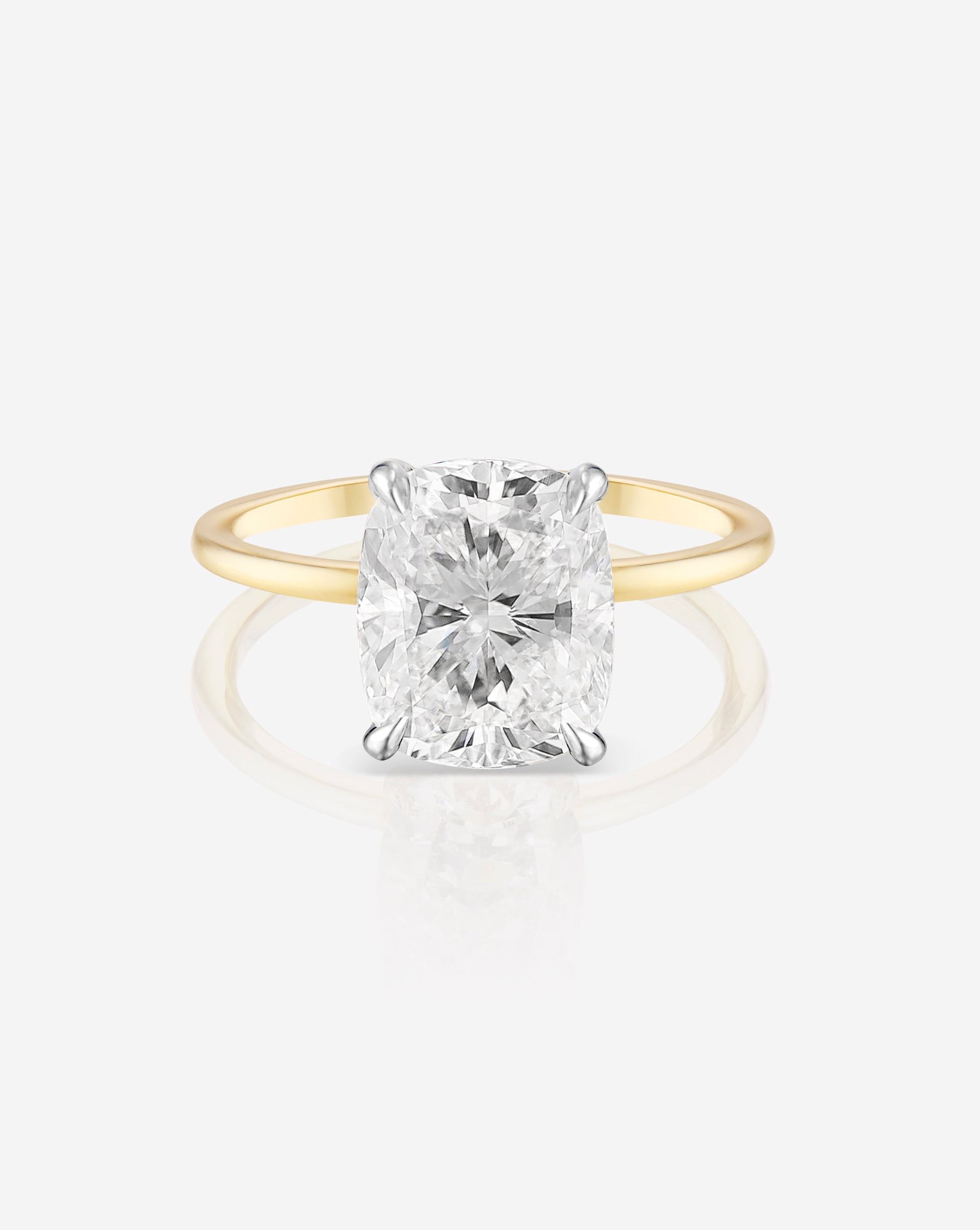 3.31 Cushion Brilliant in the Whisper Thin®  Lab Grown Diamond Ring 14K Yellow Gold with Platinum Prongs