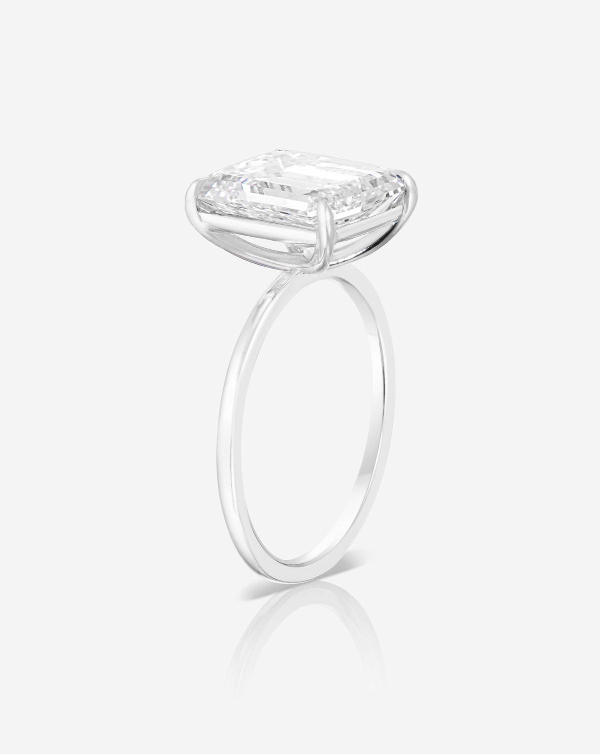 Emerald Cut in the Whisper Thin®  Lab Grown Diamond Ring Platinum side view