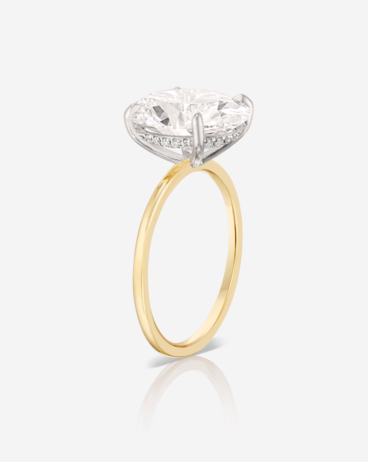 4.05 Oval in the Whisper Thin® with Hidden Halo  Lab Grown Diamond Ring 14K Yellow Gold with Platinum Prongs
